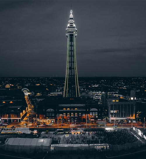 blackpool tower at night