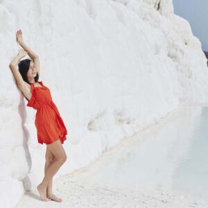 woman at salt field